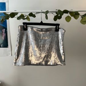 Future collective silver sequence mini skirt
